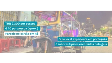 Passeio noturno de Tuk tuk em Bangkok com guia em português